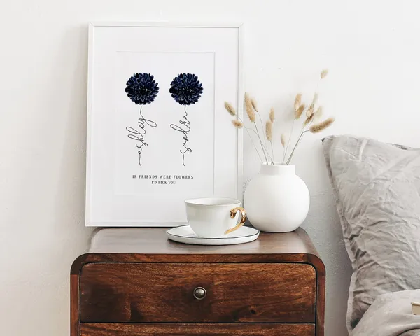 Personalized Friendship Flower Art Print, Best Friend Gift