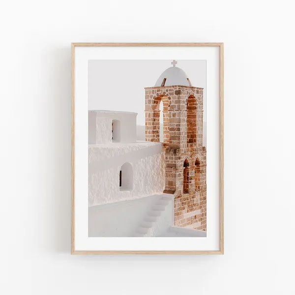 Santorini City View Travel Poster, Greece Cityscape