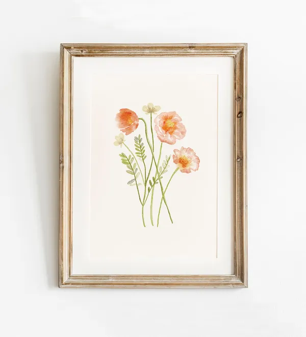 Flower Wall Art Vintage Style Floral Print