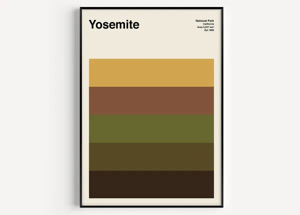 Yosemite Mid-Century Travel Poster, California
