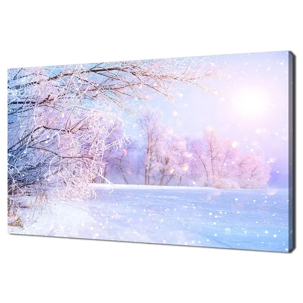 Winter Scenery, Pink Modern Design Wall Art Print