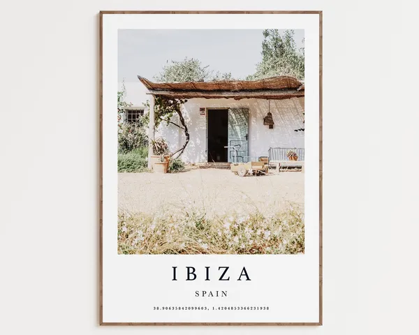 Ibiza Spain Aesthetic Travel Poster, Wall Art Print