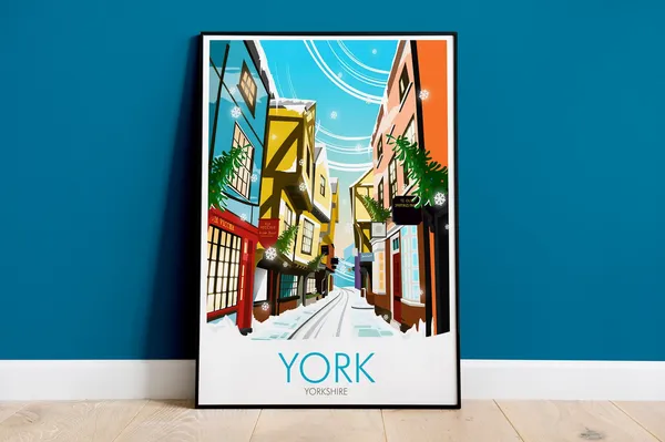York Christmas Print, Holiday Wall Art Print