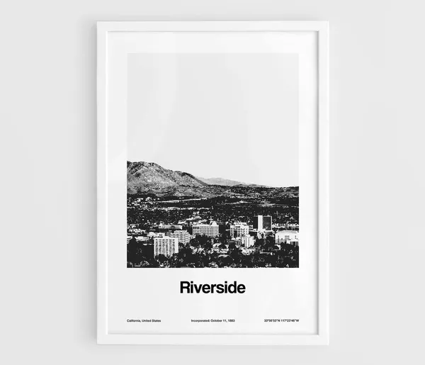 Riverside California Skyline, Minimalist Art Print