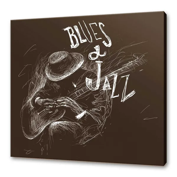 Blues and Jazz Guitar Player, Modern Art Print