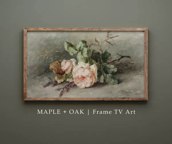 Vintage Pale Pink Roses Still Life Painting Art Print