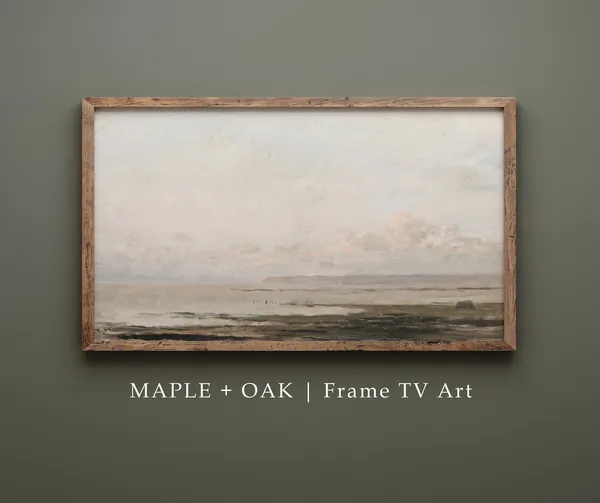 Vintage Hazy Beach Coastal Painting Art Print