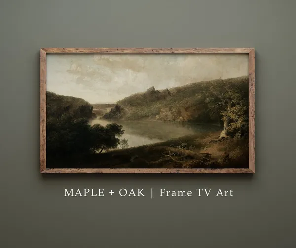 Antique Lake View Painting, Art Print