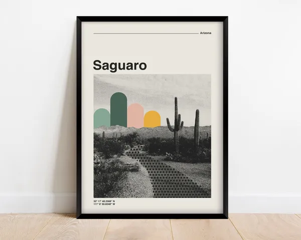 Saguaro National Park Retro Minimalist Travel Poster