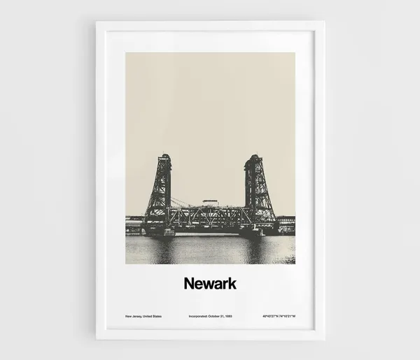 Newark NJ Dock Bridge Minimalist Travel Poster