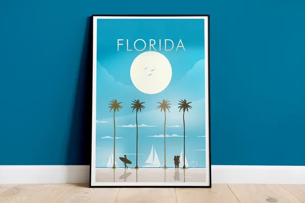 Visit Florida Travel Poster, USA Wall Art
