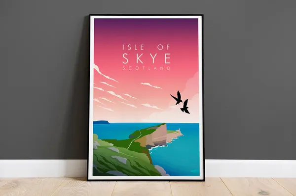 Isle Of Skye Travel Poster, Scotland Landscape