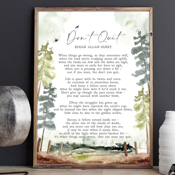 Don't Quit, Edgar Albert Guest Minimalist Quote Print