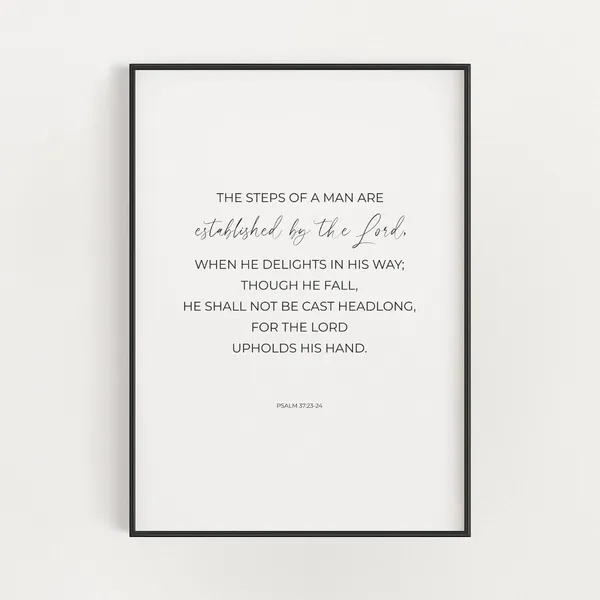 Psalm 37:23, Christian Dad Bible Verse Art Print