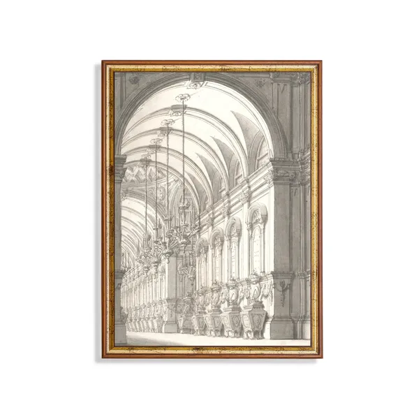 Vintage Architecture Sketch, Antique Neutral Art Print
