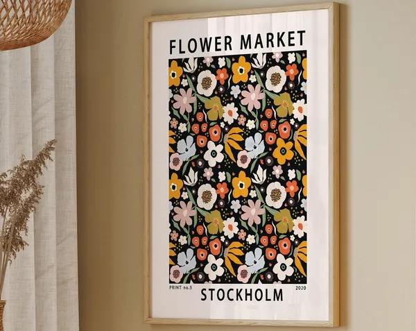 Stockholm Flower Market Travel Poster Art Print