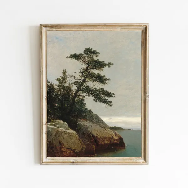Lone Pine Vintage Coastal Landscape Art Print