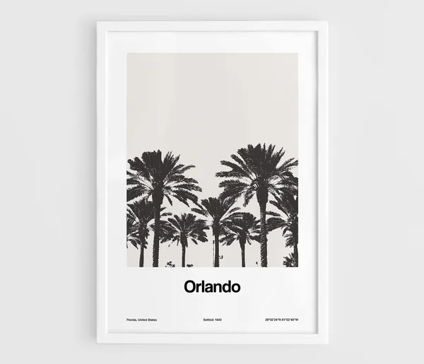 Orlando FL Downtown Florida Palms, Minimalist Travel Poster