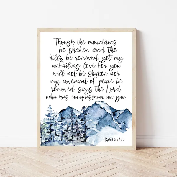Isaiah 54:10 Bible Verse Wall Art, Christian Faith Print