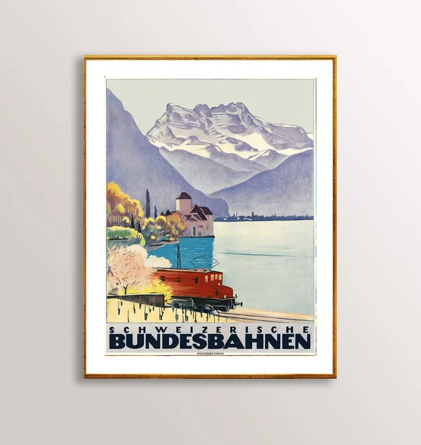 Bundesbahnen Schweizerische Vintage Travel Poster