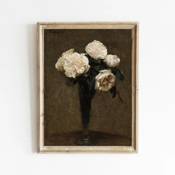 Vintage Rose Still Life Art Print, Botanical Floral