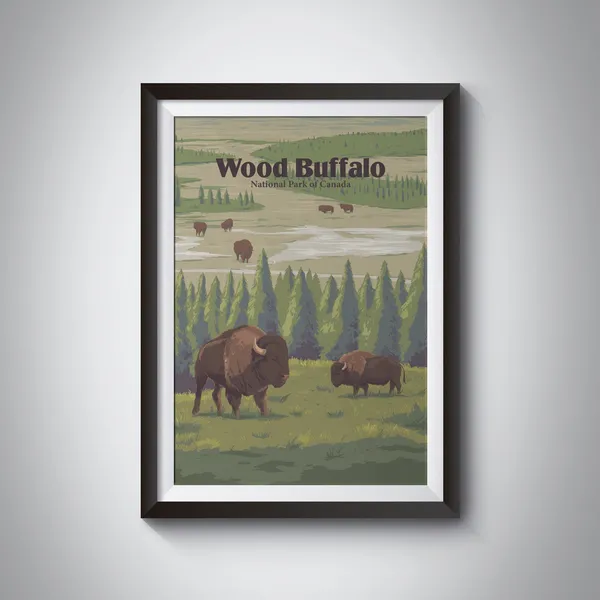 Wood Buffalo National Park Vintage Travel Poster