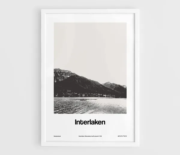 Interlaken Switzerland Minimalist Travel Poster