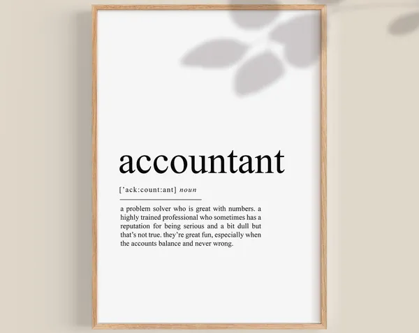 Accountant Definition Typography Art Print, Gift