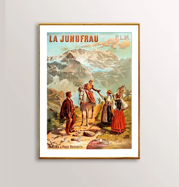 La Jungfrau Schweiz Vintage Travel Poster