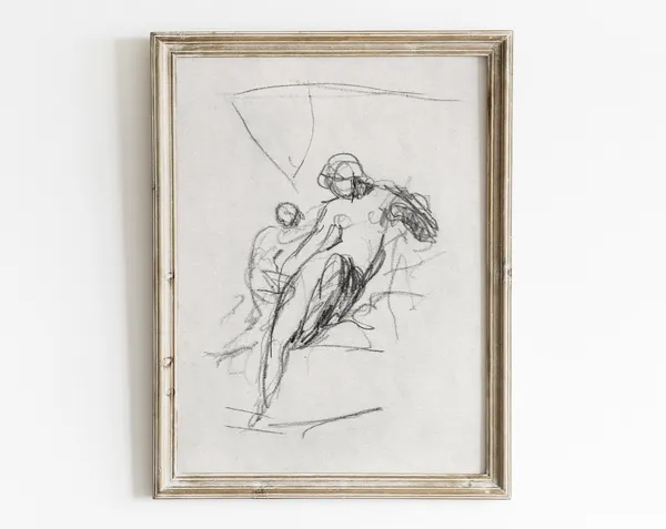 Abstract Woman Figure, Vintage Line Art Print