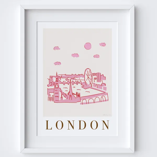 London England Skyline Cityscape Landmarks Travel Poster