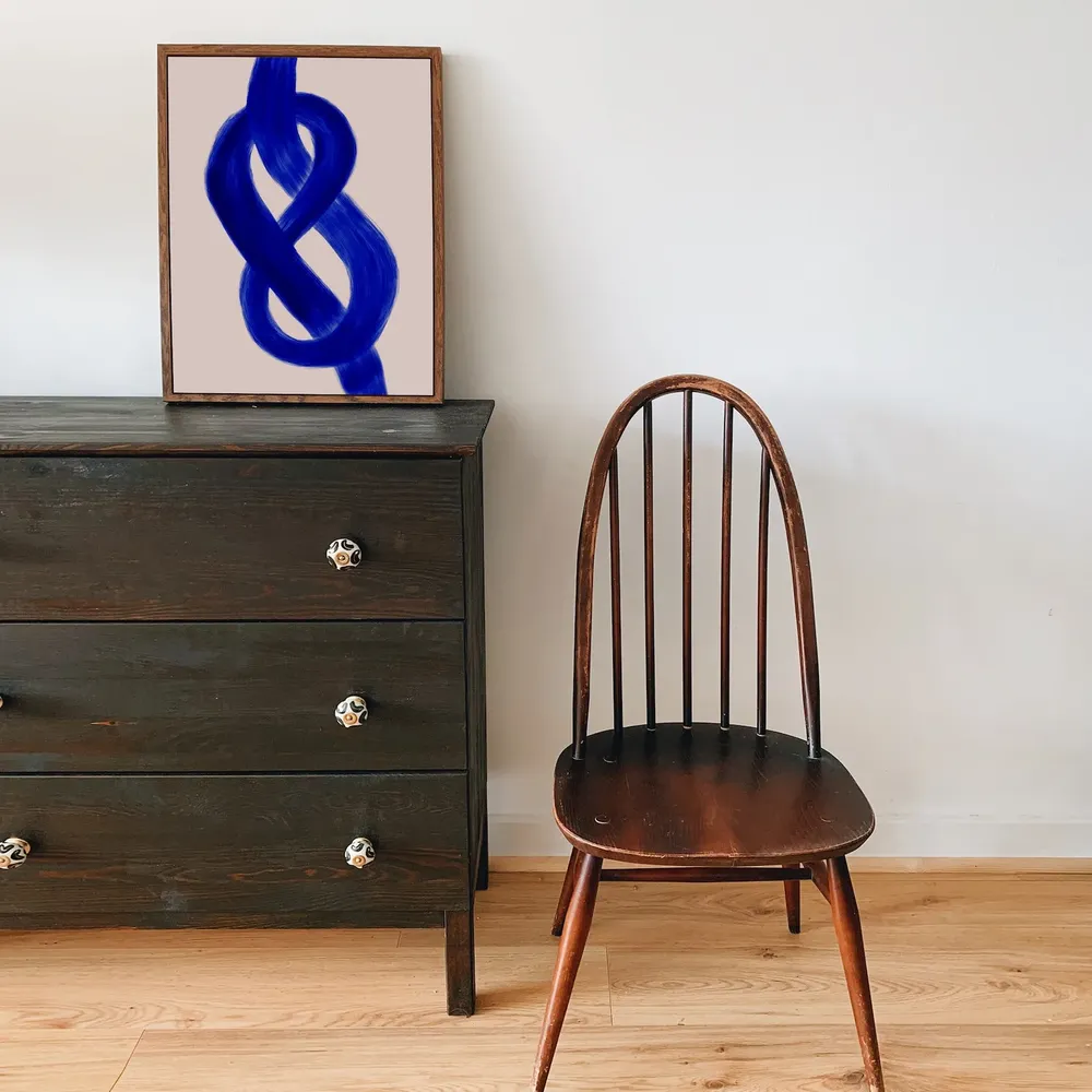 The Knot Cobalt Blue Abstract Scandi Art Print - Image 2