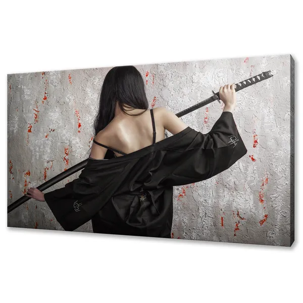 Geisha With Samurai Sword, Modern Wall Art Print