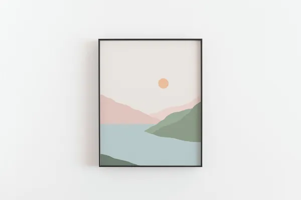 Sunset Over the Mountain Minimalist Art Print