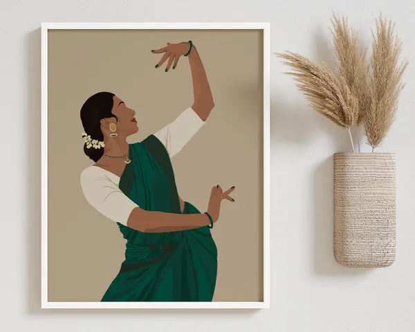 Bharatanatyam Indian Dancer Art Print, South Asian Portrait