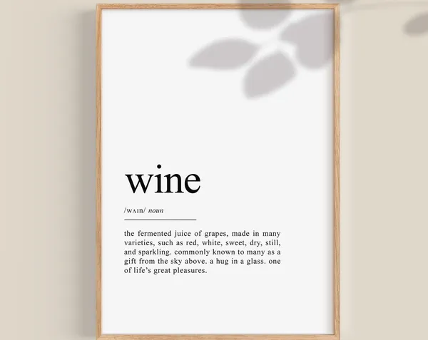 Wine Definition Print, Modern Bar Decor Art Print
