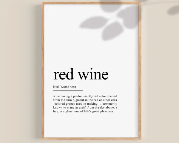 Red Wine Addict Definition, Modern Bar Decor Print