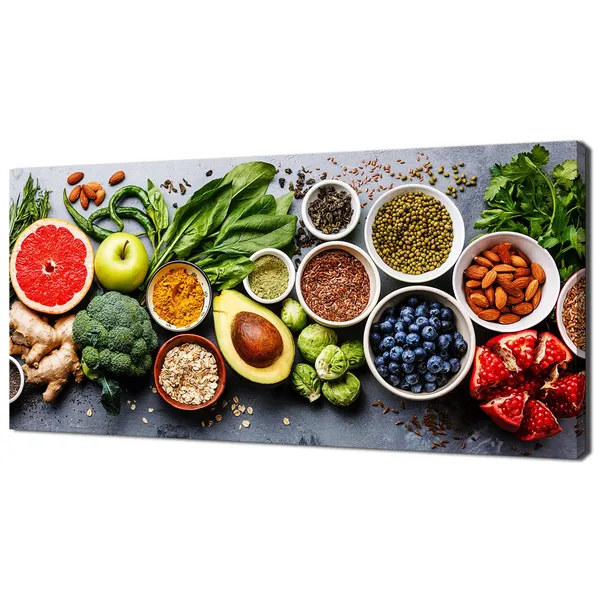 Healthy Food Spices and Veggies, Modern Kitchen Art Print
