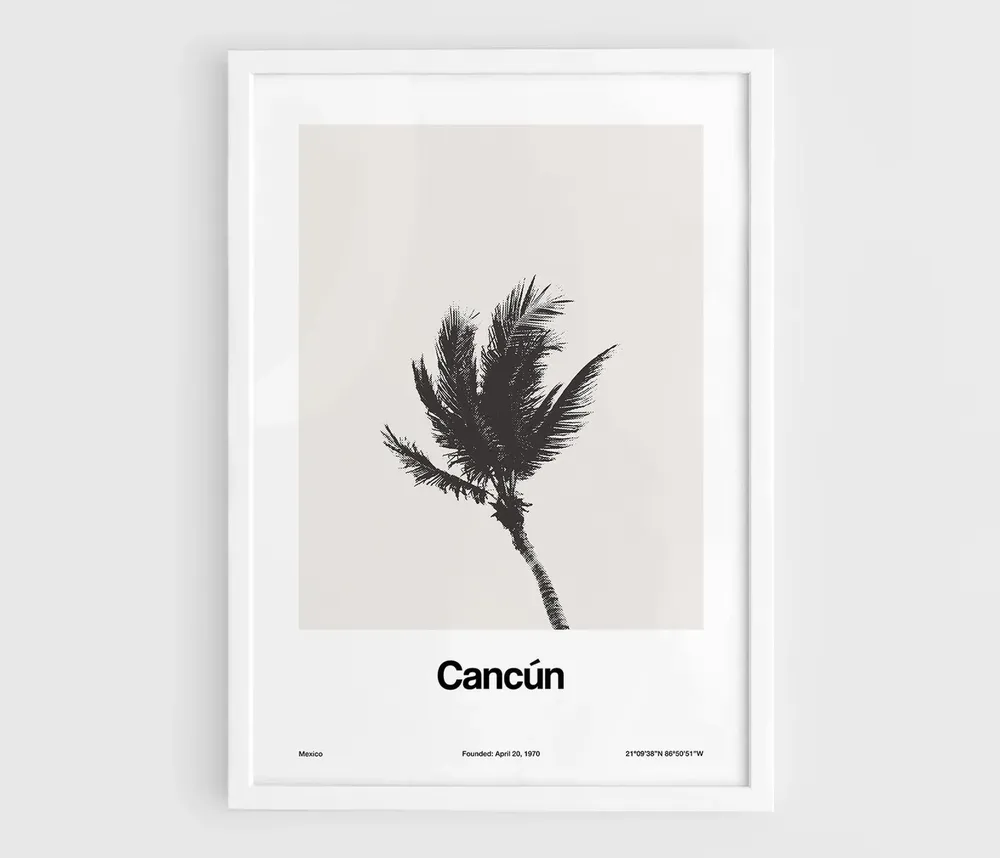 Cancun Minimalist Custom City Palm Travel Poster