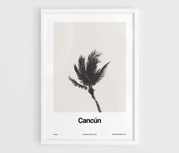 Cancun Minimalist Custom City Palm Travel Poster