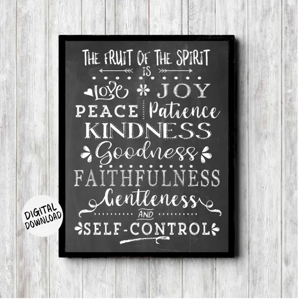 Galatians 5:22 Chalkboard Scripture Typography Art