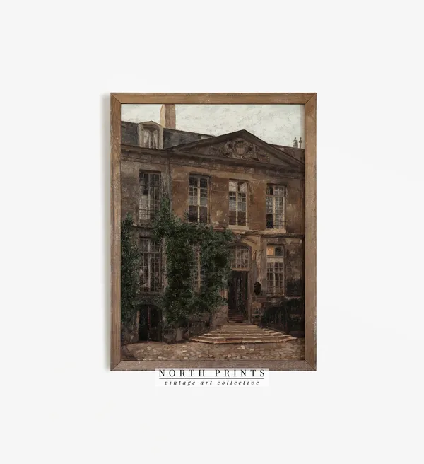 Vintage French Architecture Art Print, Warm Brown Aesthetic