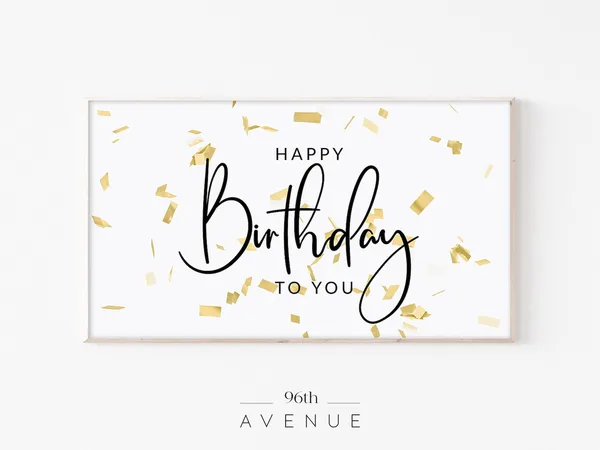 Minimalist TV Birthday Art Print, Happy Birthday