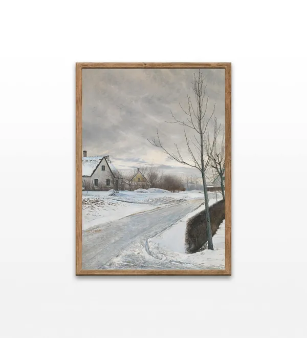 Vintage Village Road Winter Day Art Print