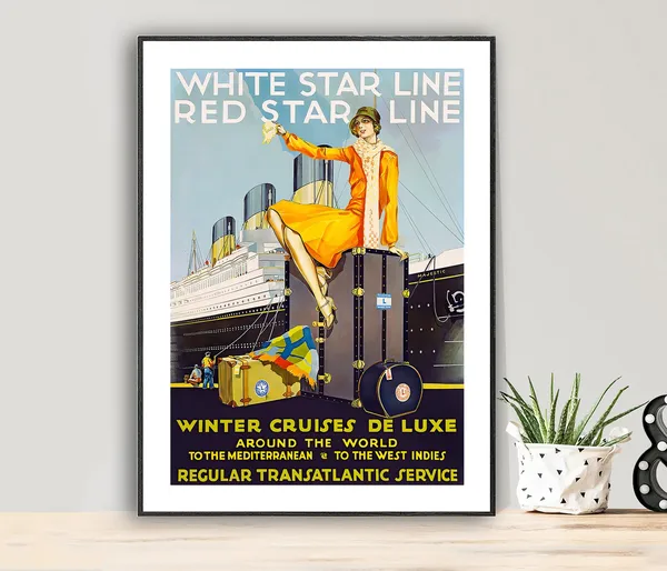 White Star Line Red Star Line Vintage Travel Poster