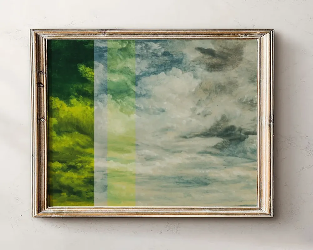 Surreal Cloudscape Art Print, Eclectic Vintage Landscape