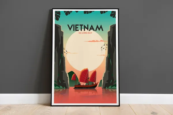 Vietnam Ha Long Bay Travel Poster, Asia Print