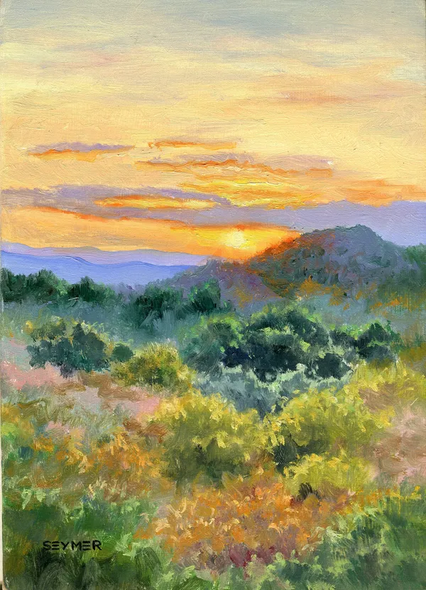 Landscape Meadow Sunset Oil Painting Art Print