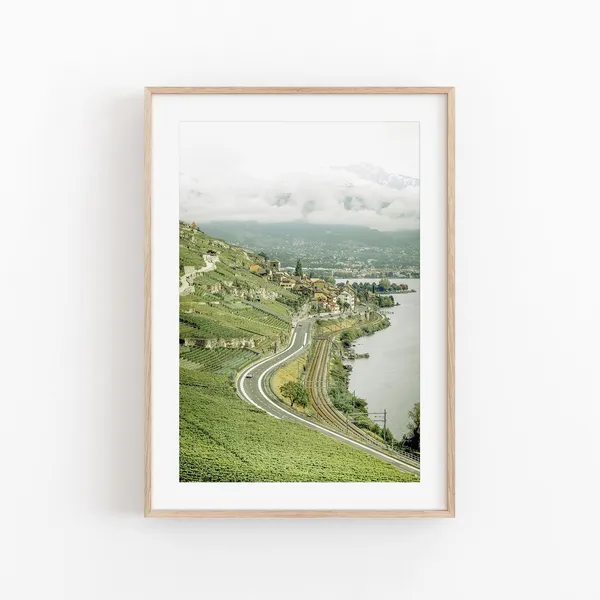 Switzerland Fog Tree Forest Art Print, Travel Poster