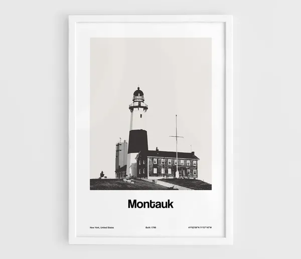 Montauk Point Light Minimalist New York Travel Poster